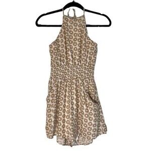 NWT American Eagle Outfitters Neutral Romper Floral Festival Linen Blend Size XS